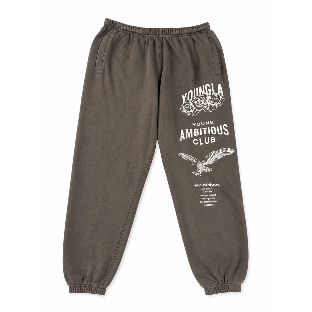YoungLA Ambitious Club Graphic Jogger Sweatpants Brown Eagle Rose Mens Size L - Picture 5 of 7